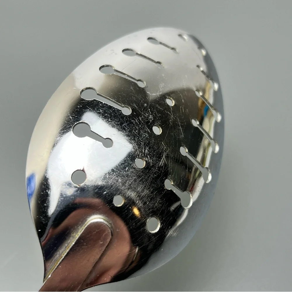 VTG EKCO Chromium Plated Stainless Spotted Spoon With White Handle MCM - Picture 10 of 13